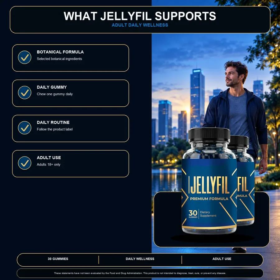 Sales-page artwork listing the four supports printed for Jellyfil